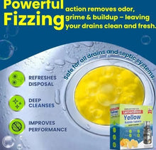 Load image into Gallery viewer, 🔥 Buy 1 Get 1 FREE!🔥 🍋 LemonBlast Yellow Bubble Tablets –Odor Eliminator + Blockage Remover 💥🧼