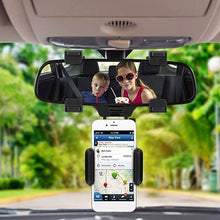 Load image into Gallery viewer, Phone Holder- 270 degree Swivel Car Rearview Mirror Phone Holder with Adjustable Clips