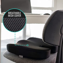 Load image into Gallery viewer, HR Foam Coccyx Orthopaedic Seat Cushion for Relief from Lower Back, Sciatica, Tailbone, Lumbar Pain (Black)