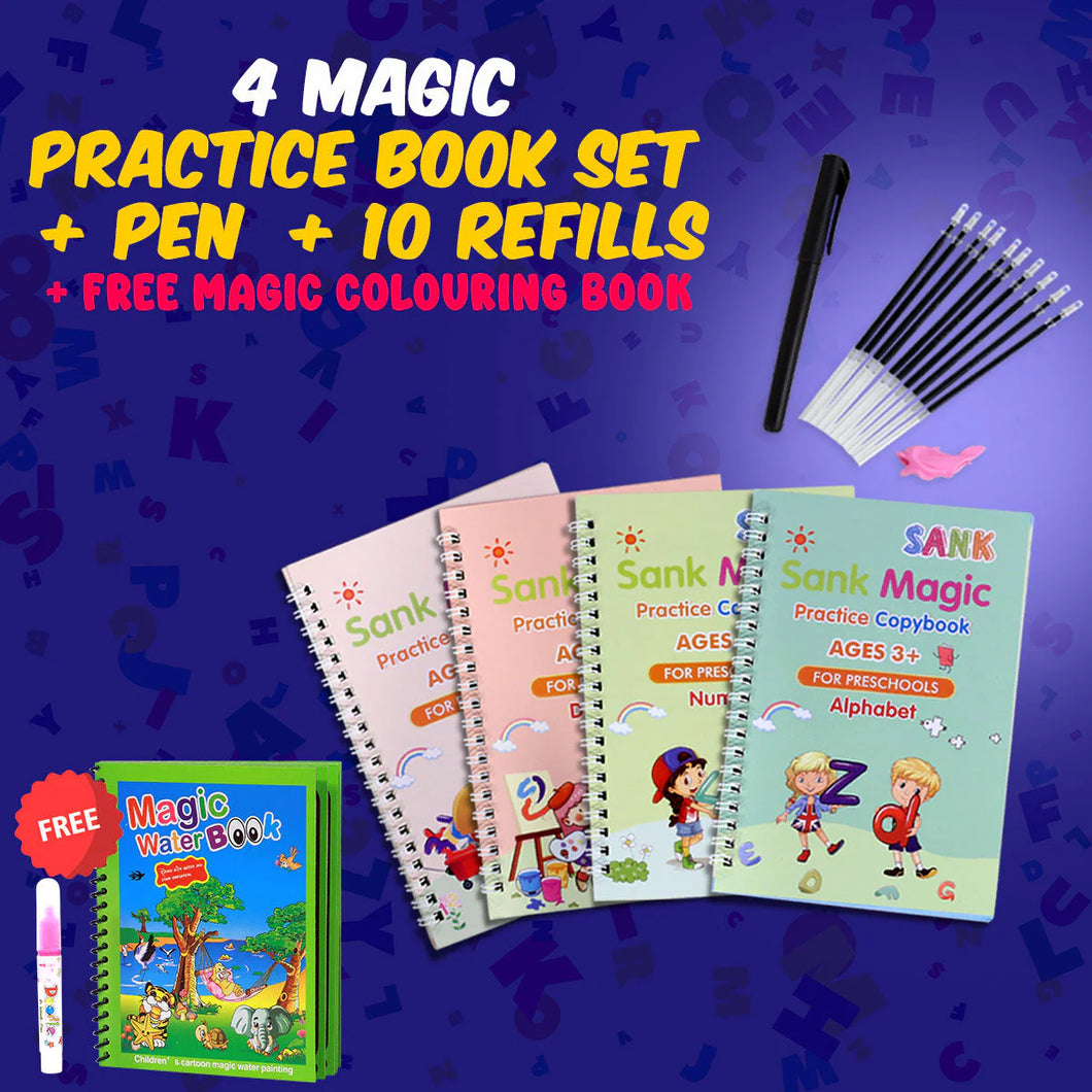 Sank Magic Practice Book (4 BOOKS,1 PEN,1 GRIP,10 REFILL)