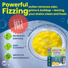 Load image into Gallery viewer, 🔥 Buy 1 Get 1 FREE!🔥 🍋 LemonBlast Yellow Bubble Tablets –Odor Eliminator + Blockage Remover 💥🧼
