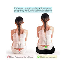 Load image into Gallery viewer, HR Foam Coccyx Orthopaedic Seat Cushion for Relief from Lower Back, Sciatica, Tailbone, Lumbar Pain (Black)
